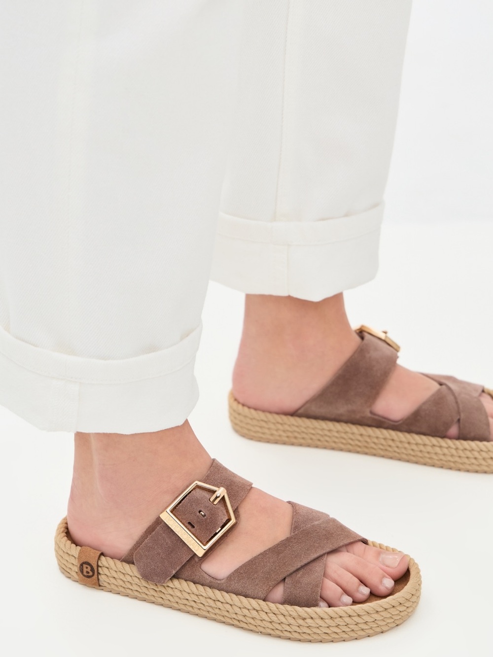 BOHONOMAD Sevilla Flat Slide Sandals in Mocca Brown Espadrille Size 38 NIB